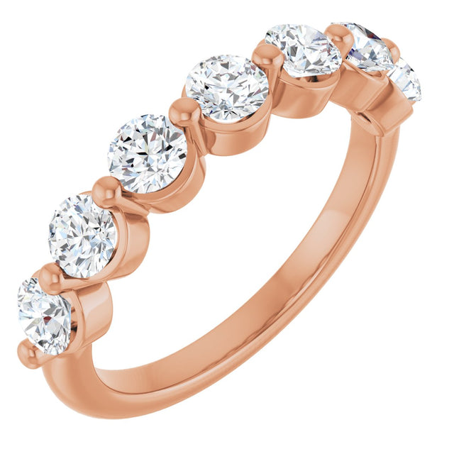 14K Gold Round Natural Diamond Shared-Prong Anniversary Band – 1–1 3/4 CTW - Rose Gold