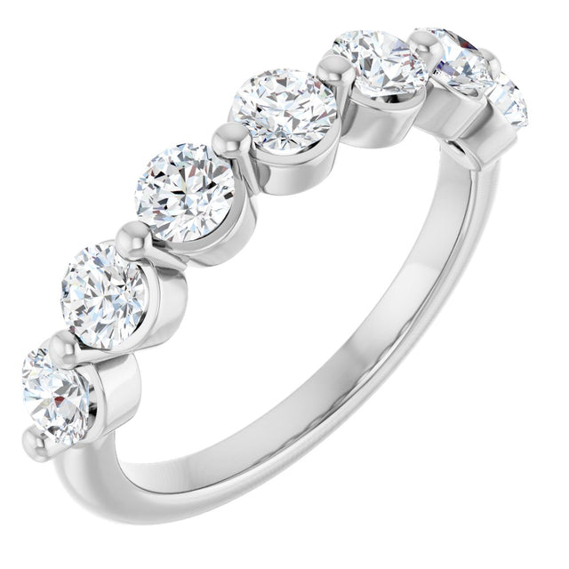 Platinum Round Lab-Grown Diamond Shared-Prong Anniversary Band – 3.5 mm Stones