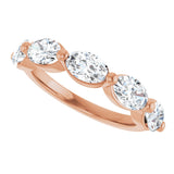 10K Gold Oval Natural Diamond Shared-Prong Anniversary Band – 1 1/3–1 7/8 CTW - Rose Gold - view 5