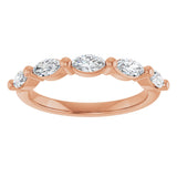 14K Gold Marquise Lab-Grown Diamond Shared-Prong Anniversary Band – 1/4–3/4 CTW - Rose Gold - view 3