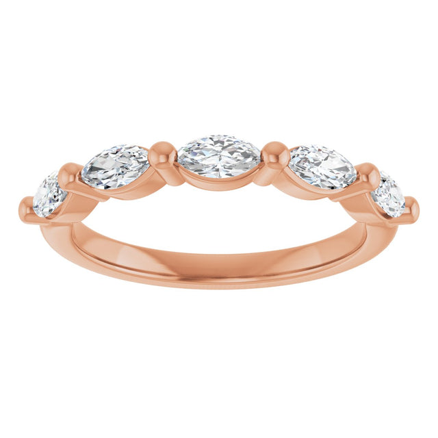 14K Gold Marquise Lab-Grown Diamond Shared-Prong Anniversary Band – 1/4–3/4 CTW - Rose Gold - view 3