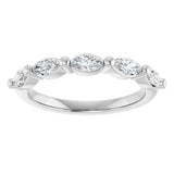 14K Gold Marquise Lab-Grown Diamond Shared-Prong Anniversary Band – 1/4–3/4 CTW - White Gold - view 3