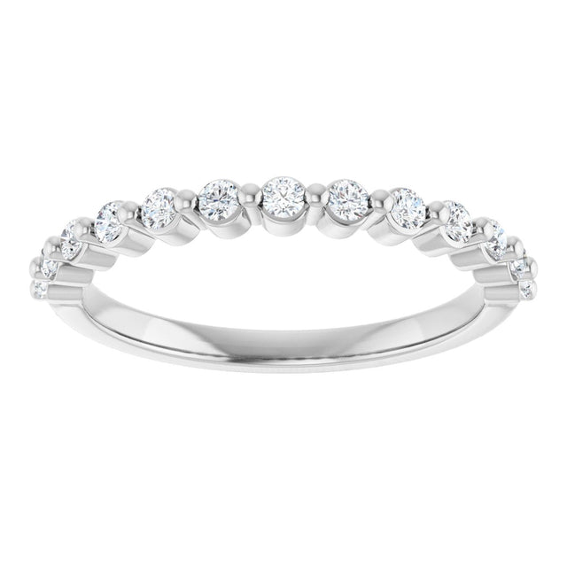 10K Gold Round Natural Diamond Shared-Prong Anniversary Band – 1/5–5/8 CTW - White Gold - view 3