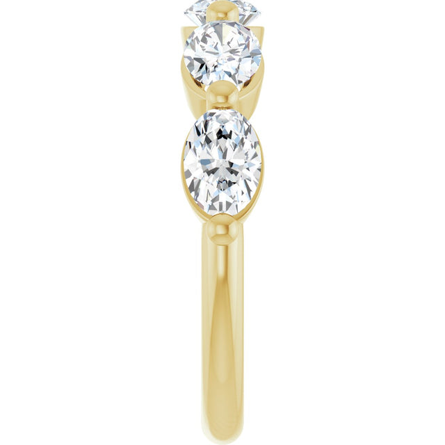 10K Gold Oval Natural Diamond Shared-Prong Anniversary Band – 1 1/3–1 7/8 CTW - Yellow Gold - view 4