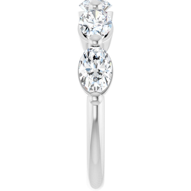 Platinum Oval Natural Diamond Shared-Prong Anniversary Band – 1 1/4–1 7/8 CTW - view 4