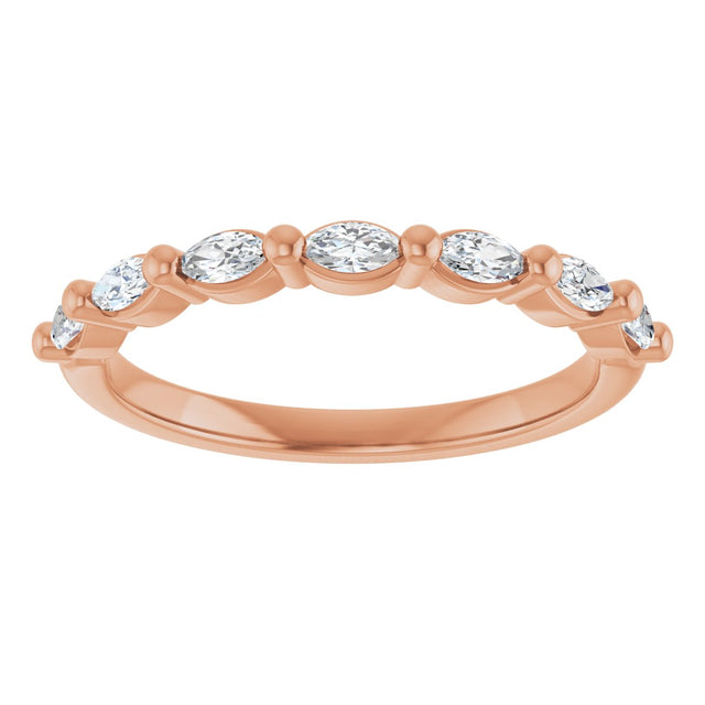 14K Gold Marquise Lab-Grown Diamond Shared-Prong Anniversary Band – 1/4–3/4 CTW - Rose Gold - view 3
