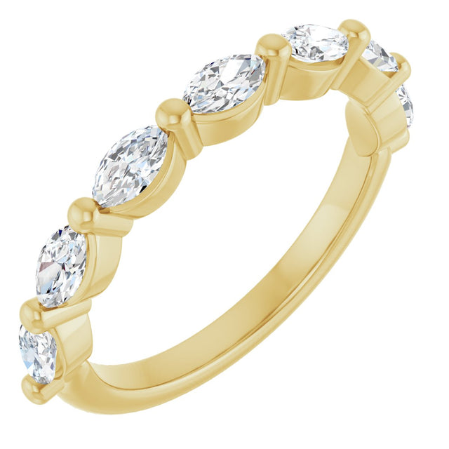 14K Gold Marquise Natural Diamond Shared-Prong Anniversary Band – 1/4–9/10 CTW - Yellow Gold