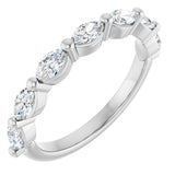 14K Gold Marquise Lab-Grown Diamond Shared-Prong Anniversary Band – 1/4–3/4 CTW - White Gold