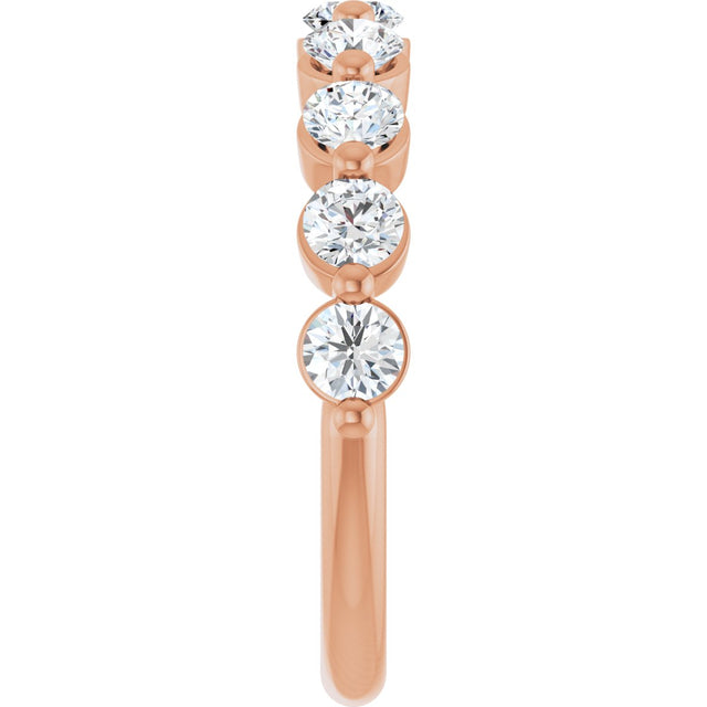 10K Gold Round Natural Diamond Shared-Prong Anniversary Band – 3/4–1 1/2 CTW - Rose Gold - view 4