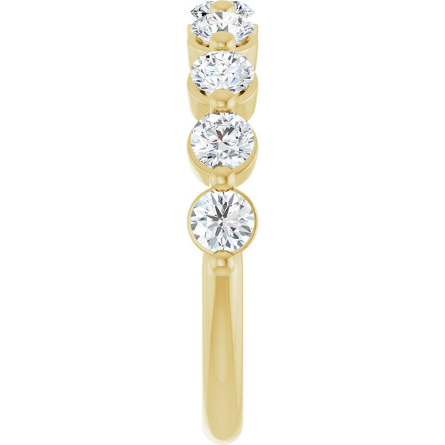 10K Gold Round Lab-Grown Diamond Shared-Prong Anniversary Band – 9/10–1 1/3 CTW - Yellow Gold - view 4