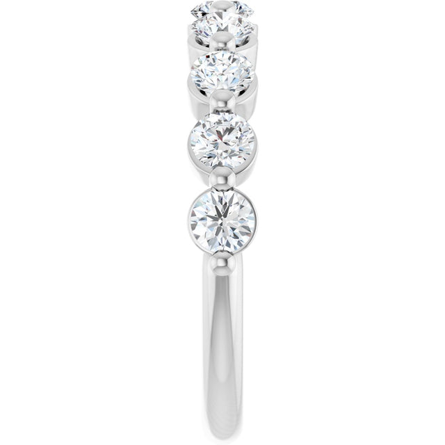 10K Gold Round Natural Diamond Shared-Prong Anniversary Band – 3/4–1 1/2 CTW - White Gold - view 4