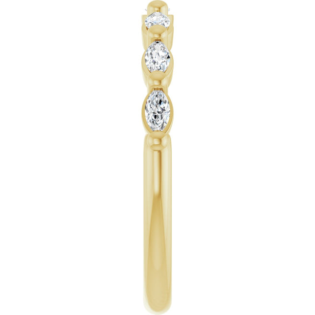 14K Gold Marquise Lab-Grown Diamond Shared-Prong Anniversary Band – 1/4–3/4 CTW - Yellow Gold - view 4