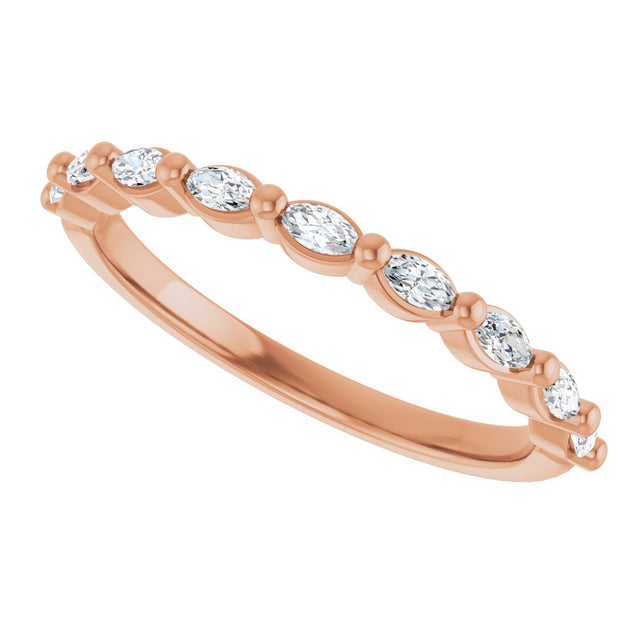 14K Gold Marquise Lab-Grown Diamond Shared-Prong Anniversary Band – 1/4–3/4 CTW - Rose Gold - view 5