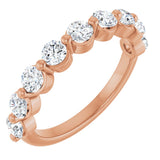 10K Gold Round Lab-Grown Diamond Shared-Prong Anniversary Band – 9/10–1 1/3 CTW - Rose Gold