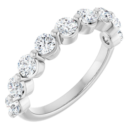 10K Gold Round Lab-Grown Diamond Shared-Prong Anniversary Band – 9/10–1 1/3 CTW - White Gold