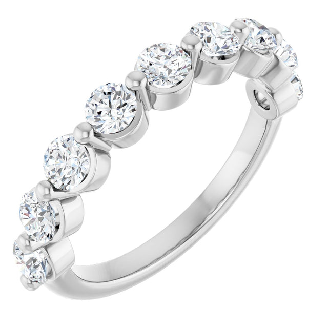 10K Gold Round Lab-Grown Diamond Shared-Prong Anniversary Band – 9/10–1 1/3 CTW - White Gold