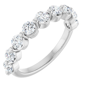 Platinum Round Lab-Grown Diamond Shared-Prong Anniversary Band – 3.2 mm Stones