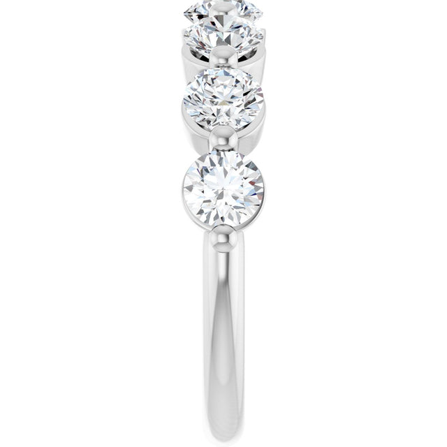 Platinum Round Lab-Grown Diamond Shared-Prong Anniversary Band – 4.1 mm Stones - view 4