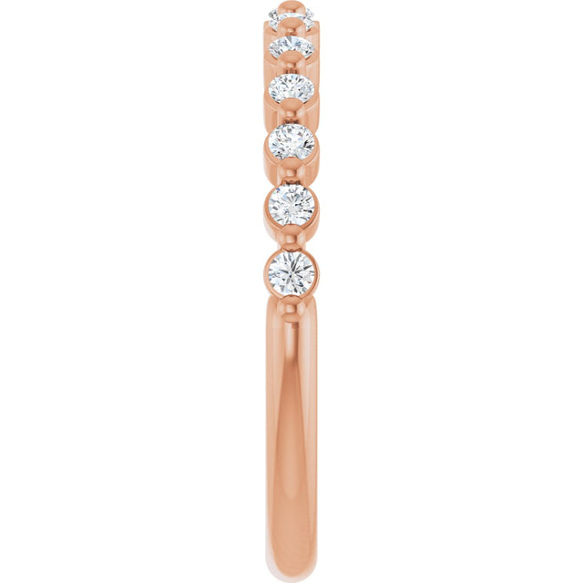 10K Gold Round Natural Diamond Shared-Prong Anniversary Band – 1/5–5/8 CTW - Rose Gold - view 4