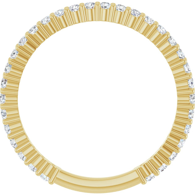 14K Gold Round Natural Diamond Shared-Prong Anniversary Band – 1.5 mm Stones - Yellow Gold - view 2