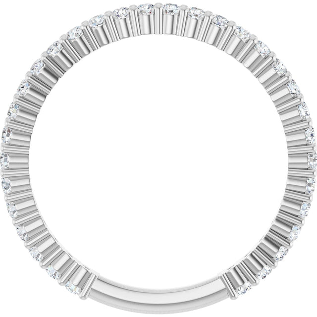 14K Gold Round Natural Diamond Shared-Prong Anniversary Band – 1.5 mm Stones - White Gold - view 2
