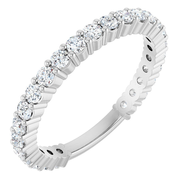 Platinum Round Natural Diamond Shared-Prong Anniversary Band – 2 mm Stones