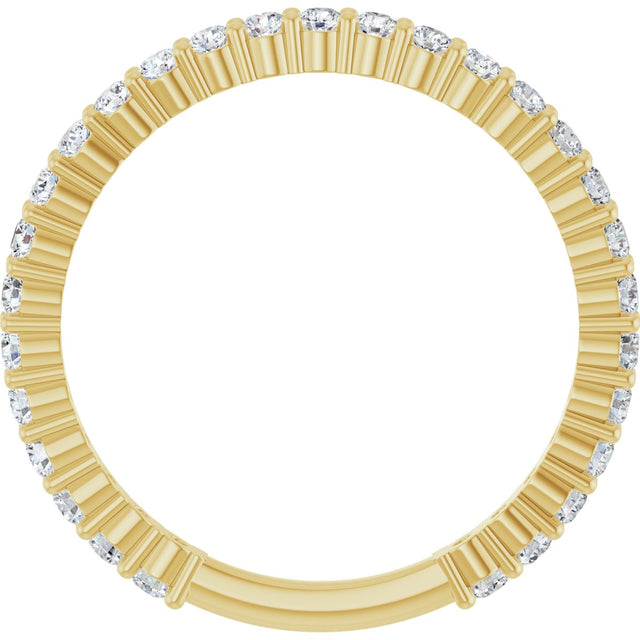 14K Gold Round Natural Diamond Shared-Prong Anniversary Band – 1.7 mm Stones - Yellow Gold - view 2