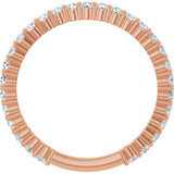 14K Gold Round Natural Diamond Shared-Prong Anniversary Band – 1.7 mm Stones - Rose Gold - view 2