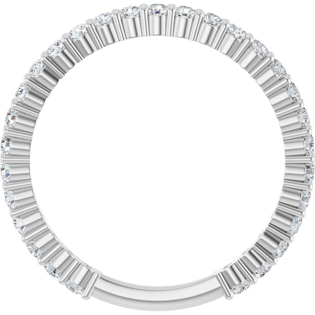 14K Gold Round Natural Diamond Shared-Prong Anniversary Band – 1.7 mm Stones - White Gold - view 2