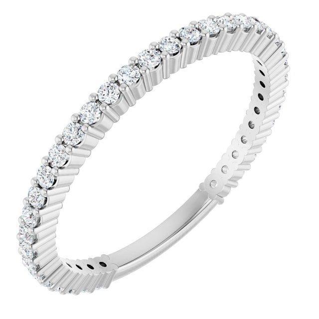 14K Gold Round Lab-Grown Diamond Shared-Prong Anniversary Band – 1.3 mm Stones - White Gold