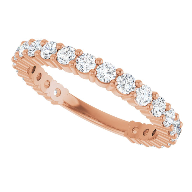 14K Gold Round Natural Diamond Shared-Prong Anniversary Band – 2.25 mm Stones - Rose Gold - view 5