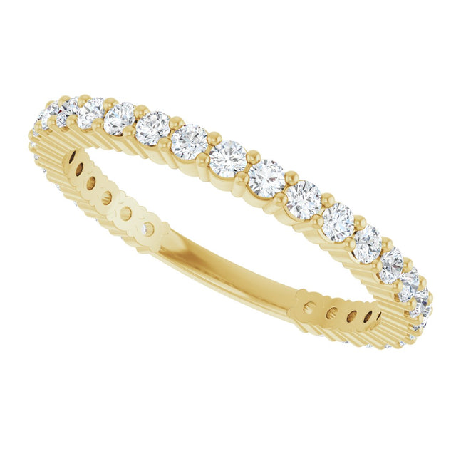 14K Gold Round Natural Diamond Shared-Prong Anniversary Band – 1.7 mm Stones - Yellow Gold - view 5