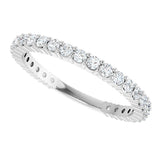 14K Gold Round Natural Diamond Shared-Prong Anniversary Band – 1.7 mm Stones - White Gold - view 5
