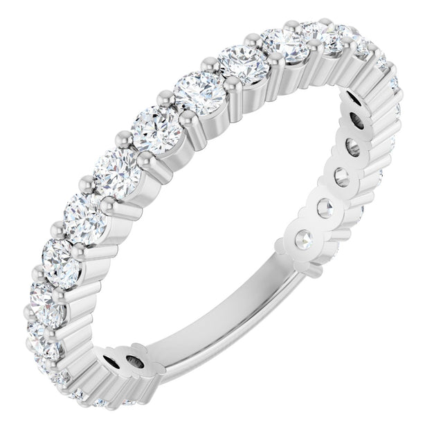 Platinum Round Natural Diamond Shared-Prong Anniversary Band – 2.25 mm Stones