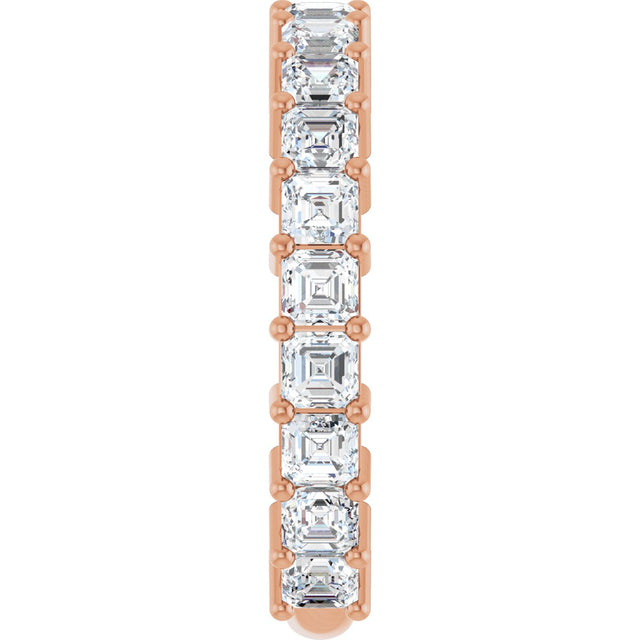 14K Gold Asscher Lab-Grown Diamond Shared-Prong Anniversary Band – 2.6x2.6 mm Stones - Rose Gold - view 4