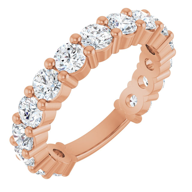 14K Gold Round Lab-Grown Diamond Shared-Prong Anniversary Band – 3.5 mm Stones (2 3/8 CTW) - Rose Gold
