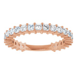 14K Gold Asscher Lab-Grown Diamond Shared-Prong Anniversary Band – 2x2 mm Stones - Rose Gold - view 3