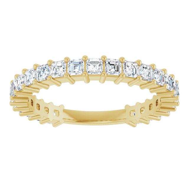 14K Gold Asscher Lab-Grown Diamond Shared-Prong Anniversary Band – 2x2 mm Stones - Yellow Gold - view 3