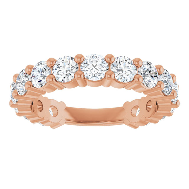 14K Gold Round Lab-Grown Diamond Shared-Prong Anniversary Band – 3.5 mm Stones (2 3/8 CTW) - Rose Gold - view 3