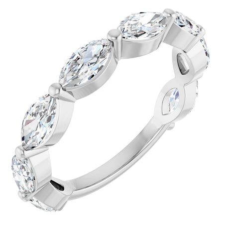 Platinum Marquise Lab-Grown Diamond Shared-Prong Anniversary Band – 6x3 mm Stones