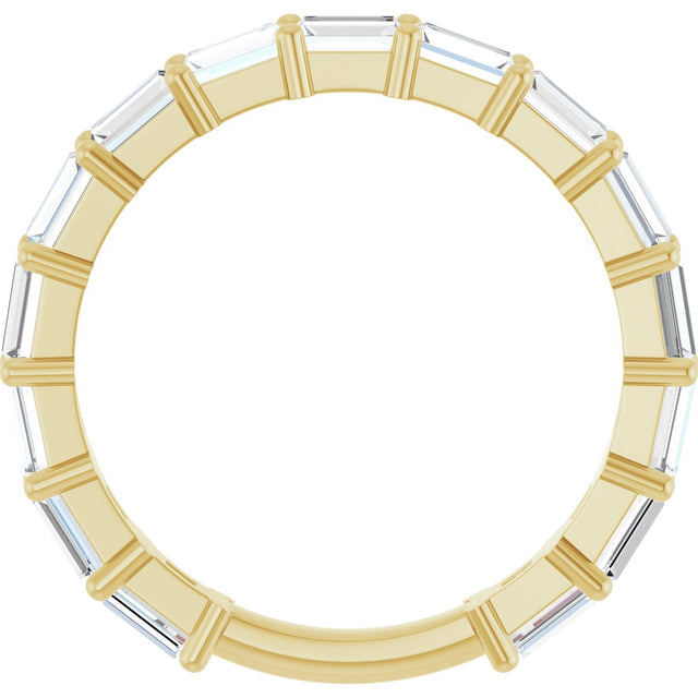 14K Gold Straight Baguette Natural Diamond Shared-Prong Anniversary Band – 5/8–1 1/2 CTW - Yellow Gold - view 2