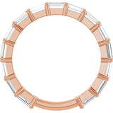 14K Gold Straight Baguette Lab-Grown Diamond Shared-Prong Anniversary Band – 3.5x2 mm Stones - Rose Gold - view 2