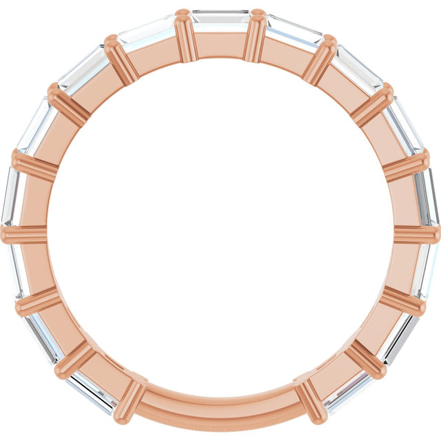 14K Gold Straight Baguette Lab-Grown Diamond Shared-Prong Anniversary Band – 3.5x2 mm Stones - Rose Gold - view 2