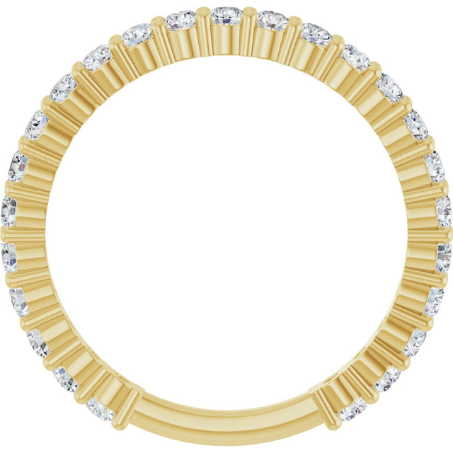 14K Gold Round Natural Diamond Shared-Prong Anniversary Band – 2 mm Stones - Yellow Gold - view 2