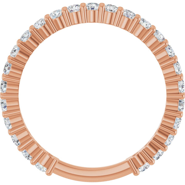 14K Gold Round Natural Diamond Shared-Prong Anniversary Band – 2 mm Stones - Rose Gold - view 2