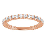14K Gold Round Lab-Grown Diamond Shared-Prong Anniversary Band – 1.75 mm Stones (1/2 CTW) - Rose Gold - view 3
