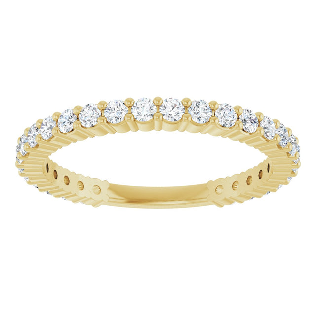 14K Gold Round Lab-Grown Diamond Shared-Prong Anniversary Band – 1.75 mm Stones (1/2 CTW) - Yellow Gold - view 3