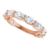 14K Gold Oval Lab-Grown Diamond Shared-Prong Anniversary Band – 5x3 mm Stones (1 9/10 CTW) - Rose Gold - view 5