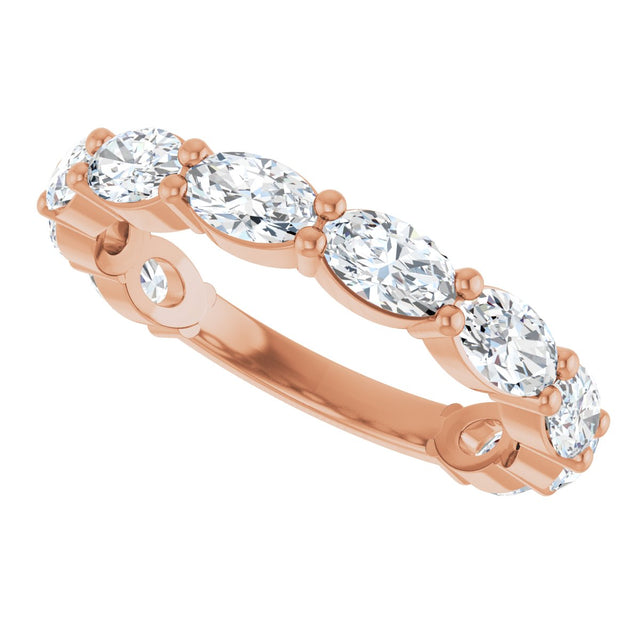 14K Gold Oval Lab-Grown Diamond Shared-Prong Anniversary Band – 5x3 mm Stones (1 9/10 CTW) - Rose Gold - view 5