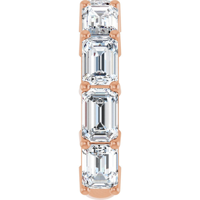 14K Gold Emerald Lab-Grown Diamond Shared-Prong Anniversary Band – 6x4 mm Stones - Rose Gold - view 4